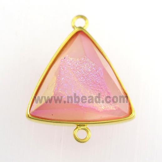 pink Druzy Agate triangle connector