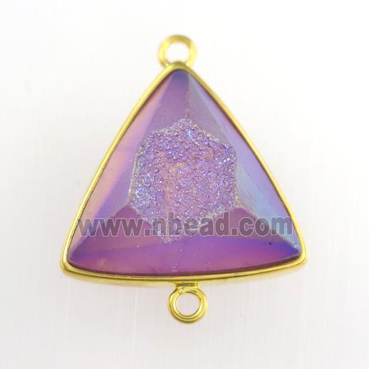 purple Druzy Agate triangle connector