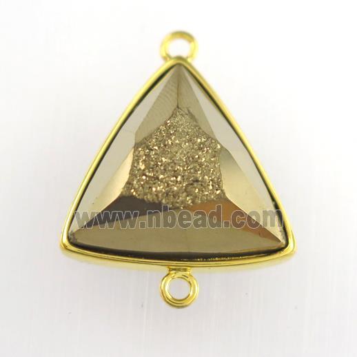 golden Druzy Agate triangle connector