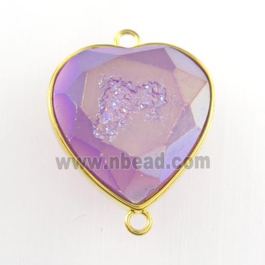 purple Druzy Agate heart connector