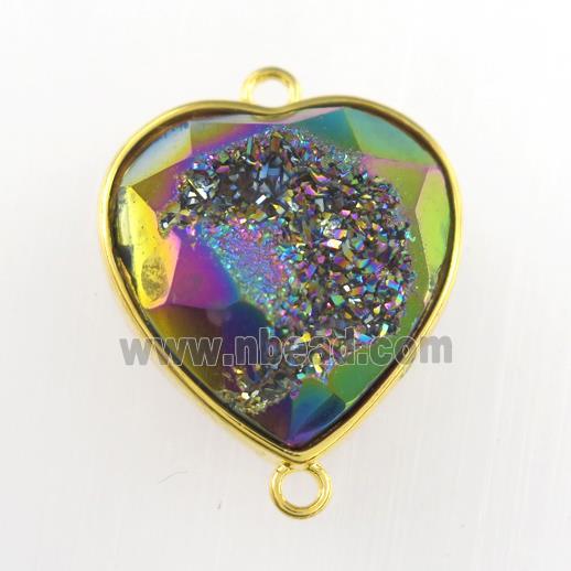 rainbow Druzy Agate heart connector