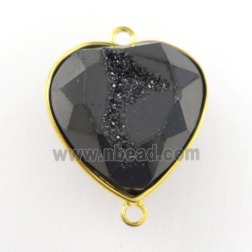 black Druzy Agate heart connector