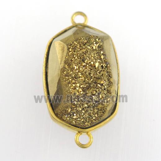 golden Druzy Agate oval connector