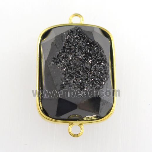 black Druzy Agate rectangle connector