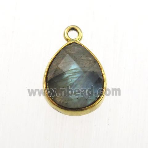 Labradorite pendant, teardrop, gold plated