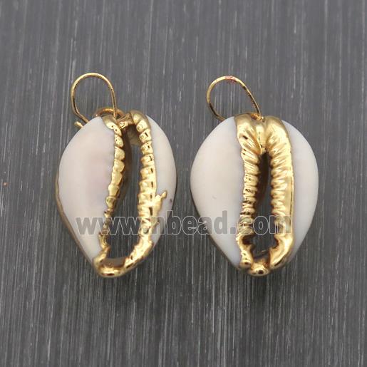 white Conch Shell pendants, gold plated