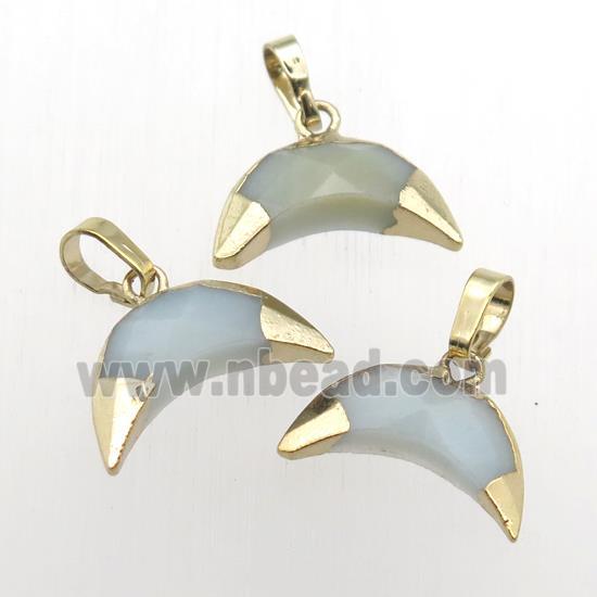 Chinese Amazonite crescent pendant, gold plated