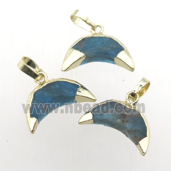 blue Apatite crescent pendant, gold plated