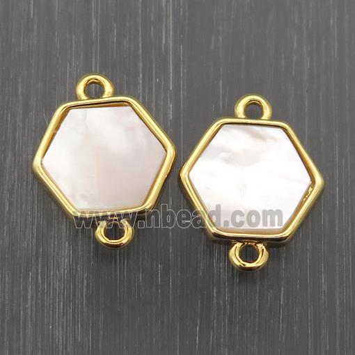white Pearlized Shell hexagon connector