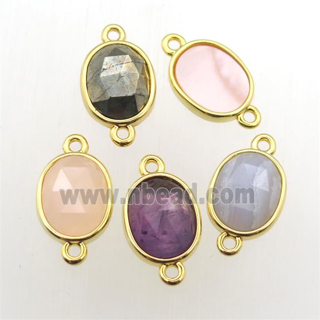 mixed Gemstone oval connector