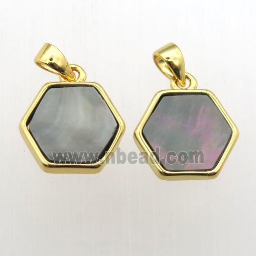 gray Abalone Shell hexagon pendants