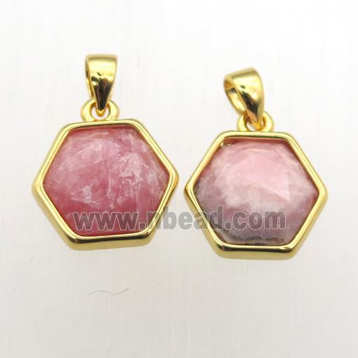 pink Rhodonite hexagon pendants