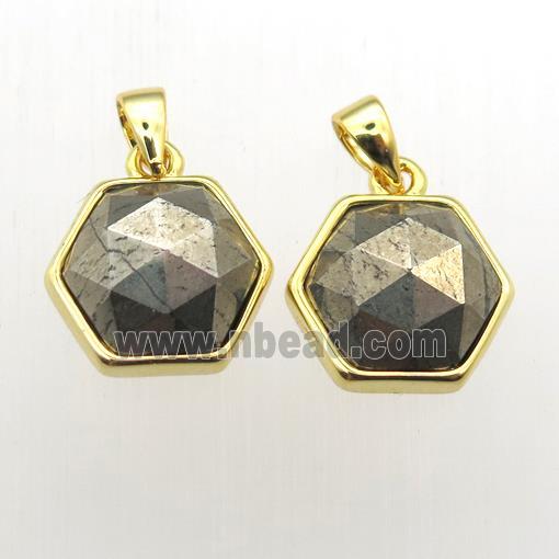 Pyrite hexagon pendants