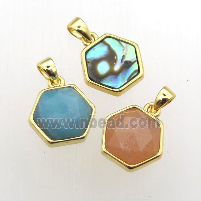 mixed Gemstone hexagon pendants