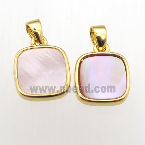 pink Queen Shell square pendant