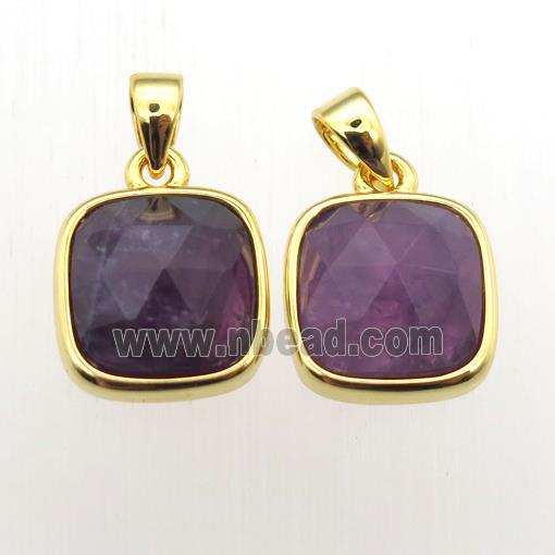 purple Amethyst square pendant