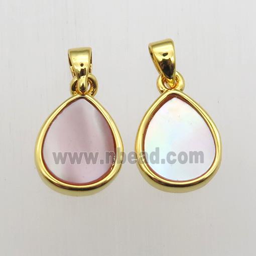 pink Queen Shell teardrop pendants