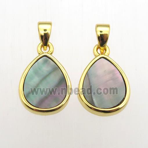 gray Abalone Shell teardrop pendants