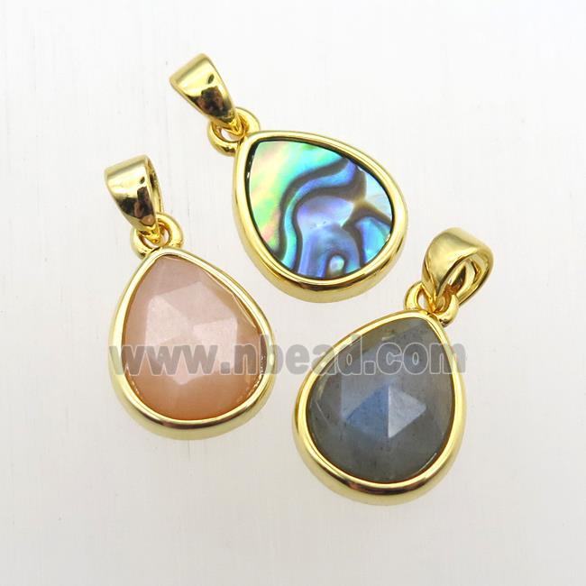 mixed Gemstone teardrop pendants
