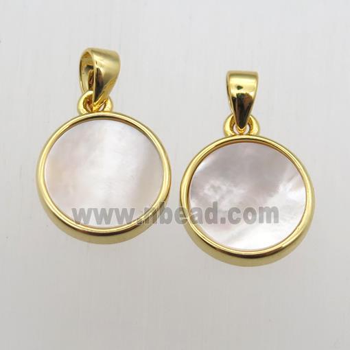 white Pearlized Shell circle pendants