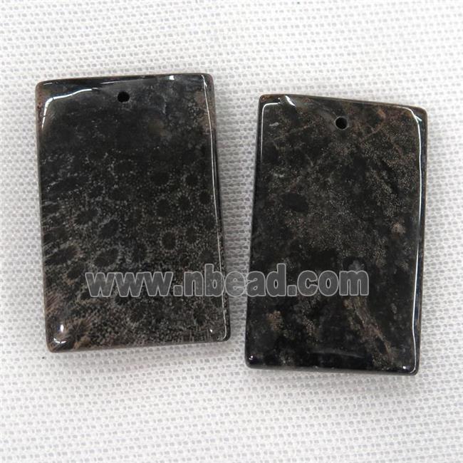 black Coral Fossil pendants, rectangle