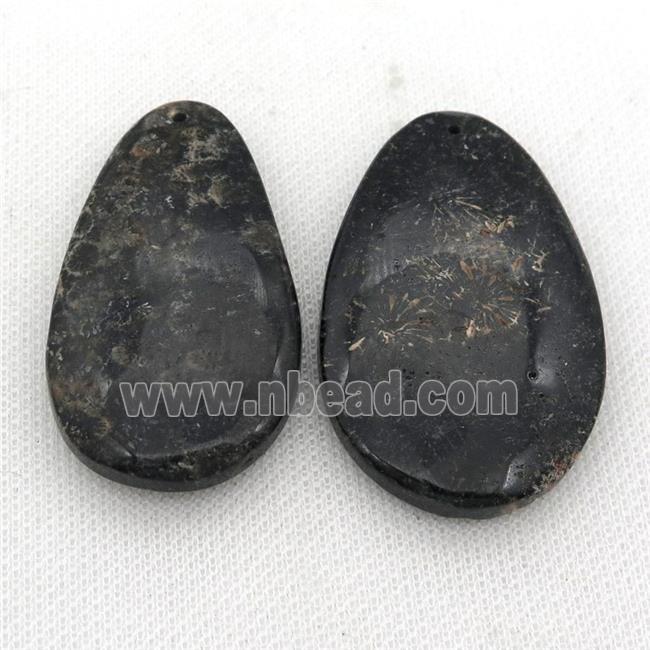 black Coral Fossil pendants, freeform Petoskey