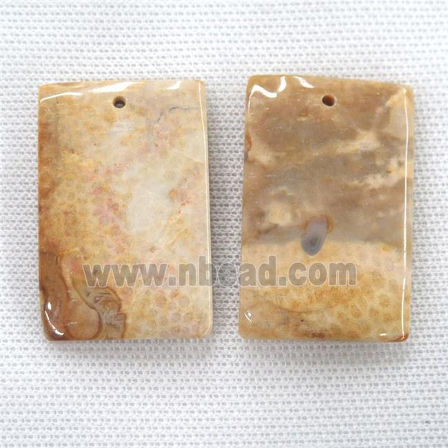 yellow Coral Fossil pendants, rectangle