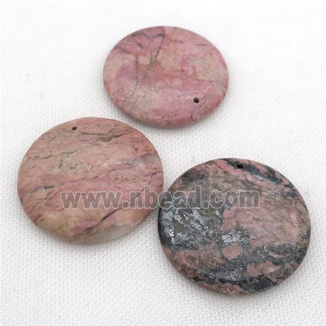 pink Rhodonite circle pendants