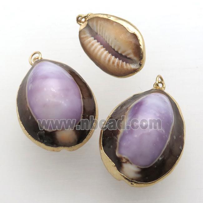 purple Conch Shell pendant, gold pendant