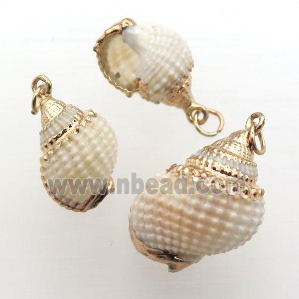 white Conch Shell pendant, gold plated