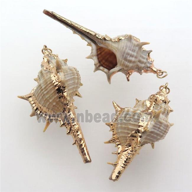 Conch Shell Oyster pendant, gold plated
