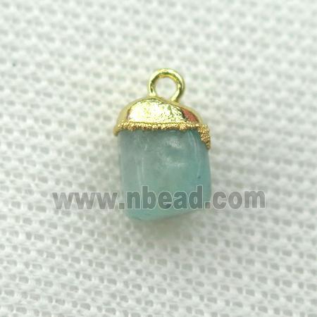 Aquamarine pendant, freeform, gold plated