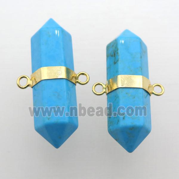 Turquoise bullet pendant, blue treated