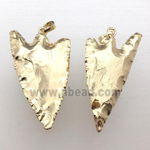 hammered Agate arrowhead pendant, gold plated