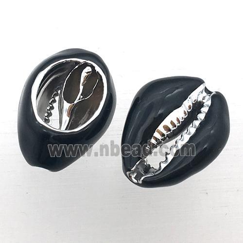 Conch Shell Clam connector with black enameling
