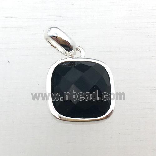 black Onyx Agate square pendant