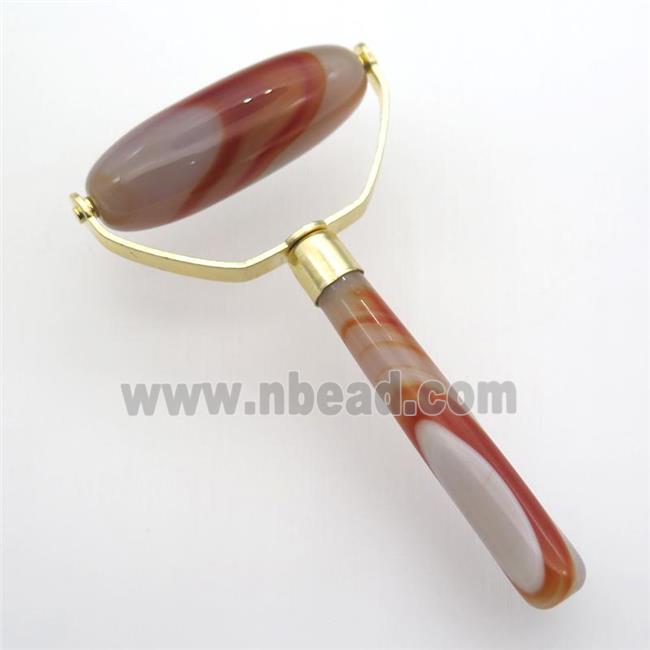 natural red agate Roller GuaSha Massage Tools, plated
