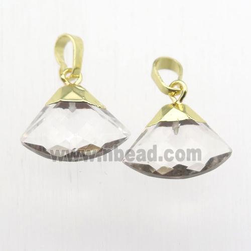 crystal glass fan pendant, gold plated