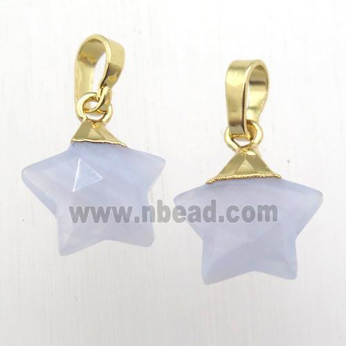 Blue Lace Agate star pendant, gold plated