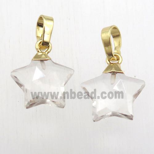 crystal glass star pendant, gold plated