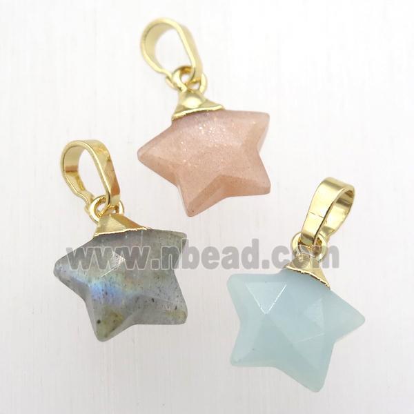 mixed Gemstone star pendant, gold plated