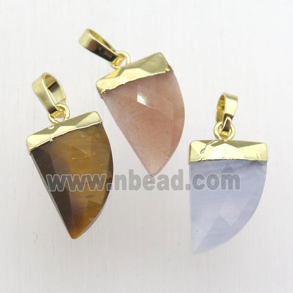 mixed Gemstone horn pendant, gold plated