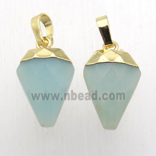 blue Amazonite arrowhead pendant, gold plated
