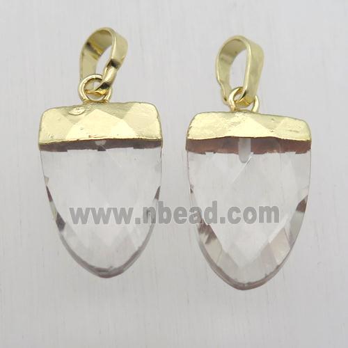 Clear Crystal Glass Tongue Pendant Gold Plated