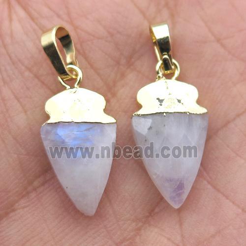 white MoonStone arrowhead pendant, gold plated
