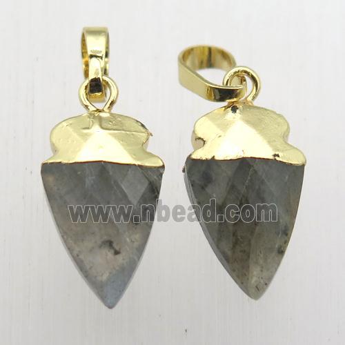 Labradorite arrowhead pendant, gold plated