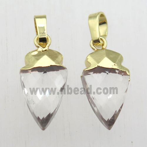 crystal glass arrowhead pendant, gold plated