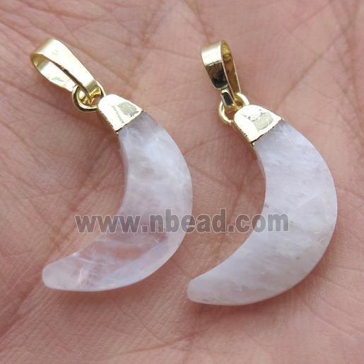 white MoonStone crescent pendant, gold plated