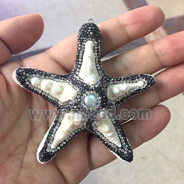starfish pendant with pearl pave rhinestone
