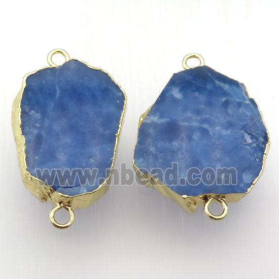 blue kyanite connector, freeform, gold plated